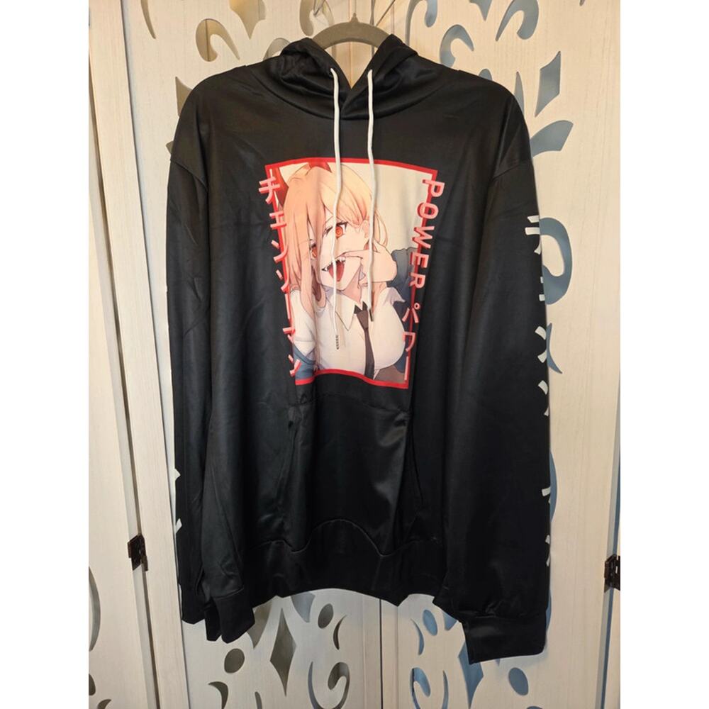 Chainsaw Man Power Anime Hoodie Black XL nwot Lightweight Polyester Manga 0